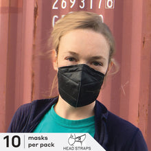 Load image into Gallery viewer, Brezy™ Mask - Black, Head Straps 10-box